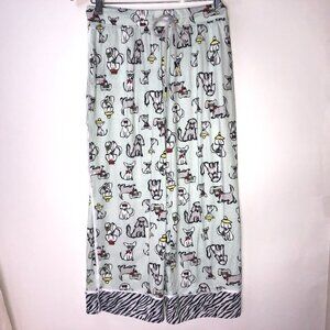 Cuddl Duds Pajama Pants Light Green with Dogs‎ Small